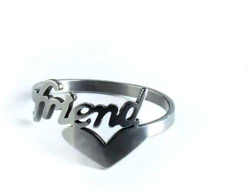 Waama Jewels Silver Metal Best Friend with Heart Ring For Girls, Boys (Size 20)