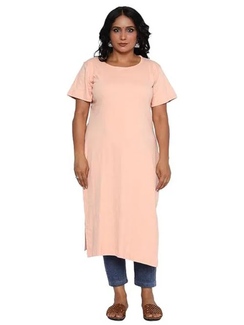 DHANYOSMI- Women's Straight Cotton Lycra Multipurpose Kurta/Kurti for Women Girls can be Pair with Jeans, Palazzo, Leggings, Soft & Comfortable, Non Padded, Single Kurta