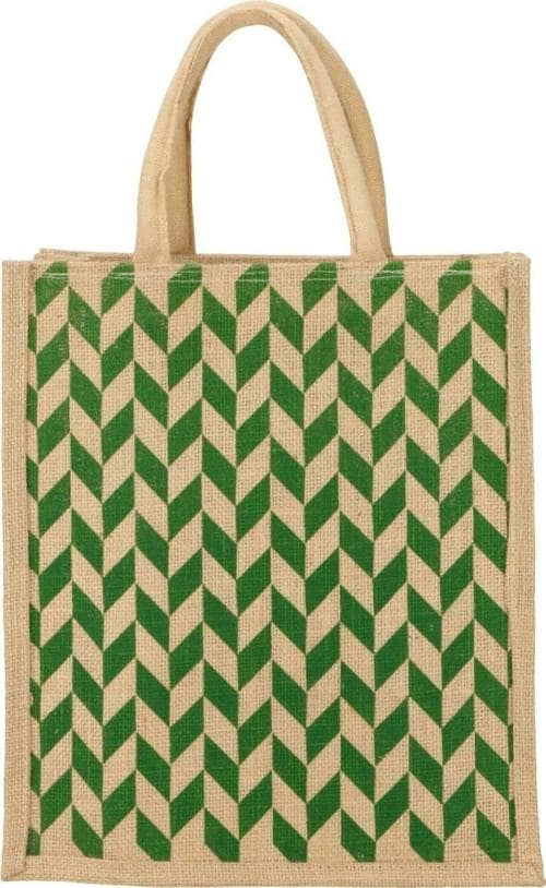 BLACKBOXES Classy Style Jute print Lunch Bag- Green