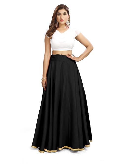 EXGLOW Fashion Women's Maxi Lehenga Skirt - Black