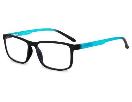 AFERELLE Anti Glare and Blue Zero Power Cut Rectangular Full Rim Computer Glass for Men, Women Black | Turquoise