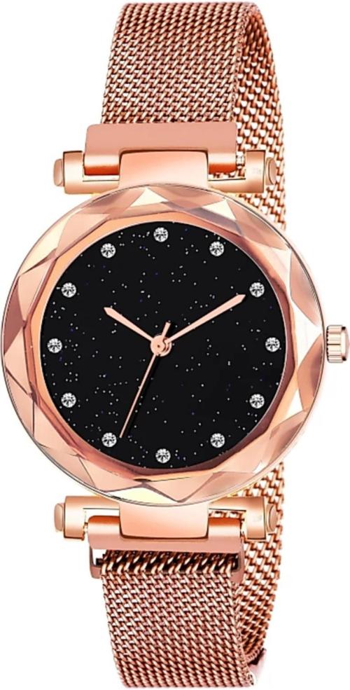 Noman Analog Black Dial Brown Strap Watch For Girls