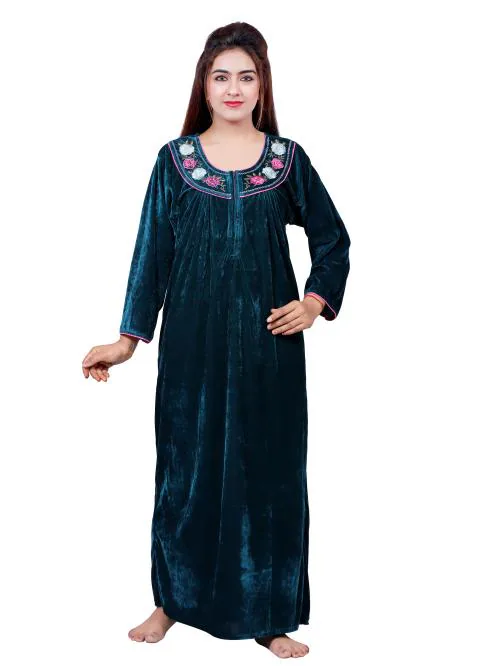 Buy NACNO Women's Woolen/Winter Shaneel Nighty/Maxi/Nightgown cotton