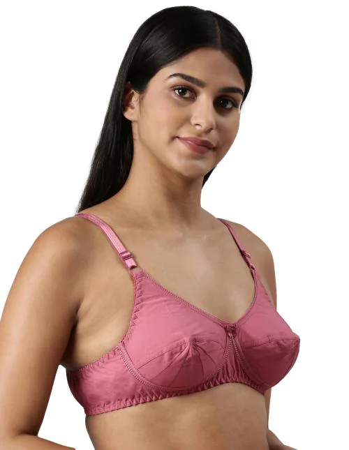 BLOSSOM Women's Double Layered Cut and Sew Bra Full Coverage, Non-Wired, Non-Padded, 100% Cotton, Perfect for Saree Blouse_Saree Bra Rose Gold 42B