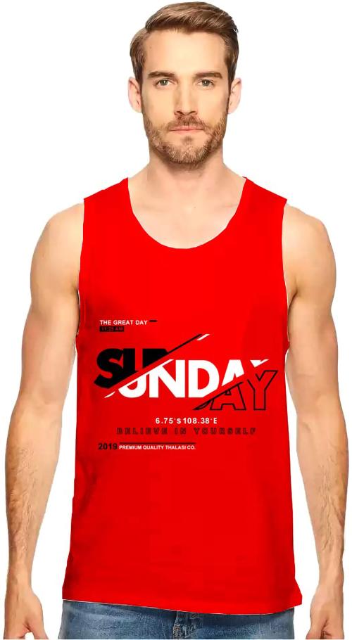 THALASI Sleeveless Tshirt for Men/Vest for Men -Gym Vest/Sando for men- Red Vest(X-Large)