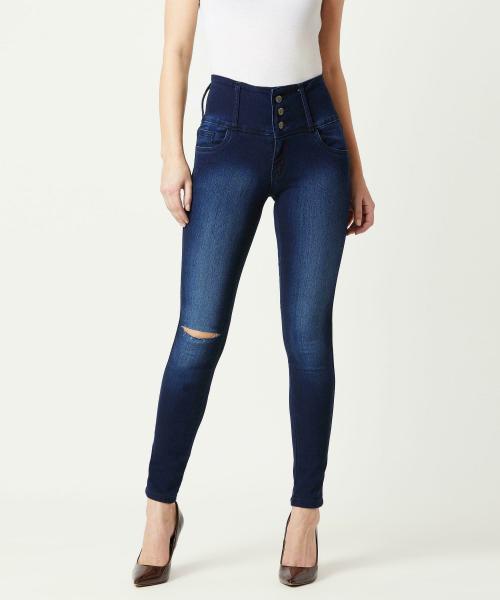 Miss Chase Women Navy Solid Single Jeans