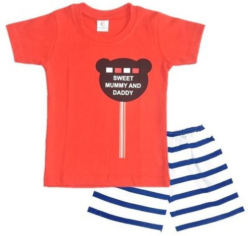 AVACUB Cotton Blend Red topwear& bottomwear For Baby Boys & Baby Girls