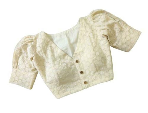 BKD Fashion Women Cream Readymade Stitched Saree Blouse (size 36)