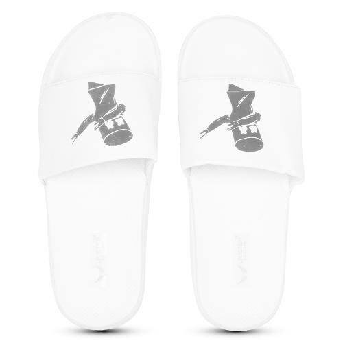 LR STEP EXCLUSIVE Slides for Mens, Boys|Natural Rubber Lightweight Slippers| Casual Flipflops|Casual Sliders (White-Hidden Black, Size-10)