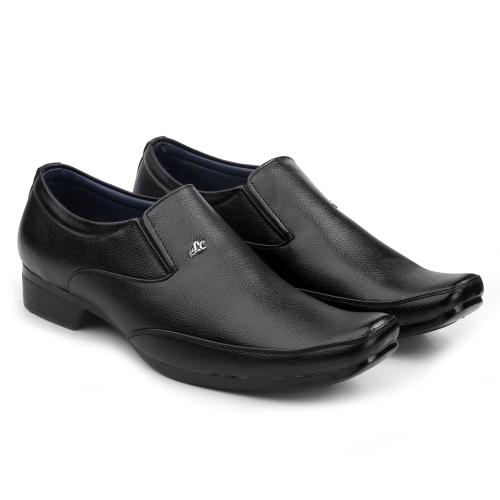 Kraasa Black Slip On Formal Shoes for Men