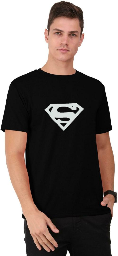 THE BLAZZE Men Black Printed Cotton Blend Round Neck T-Shirt (Extra Large)