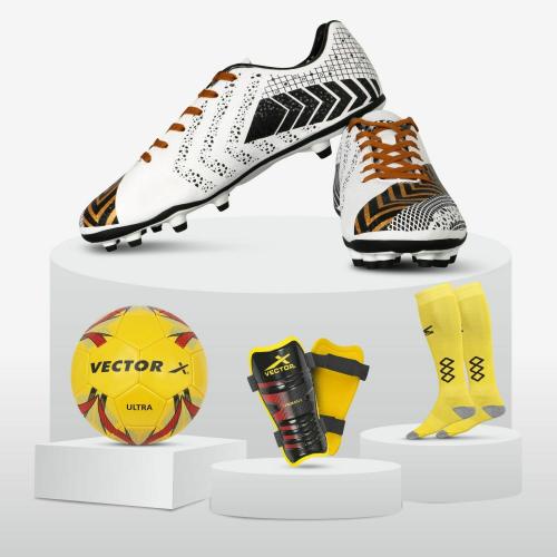 Vector X Gravity Shoe, Football ,Pair of Shin Guard & Pair of Stockings Combo kit