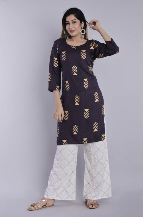 Zaradeep Women Grey Printed Rayon Kurta With Palazzo (Xl)