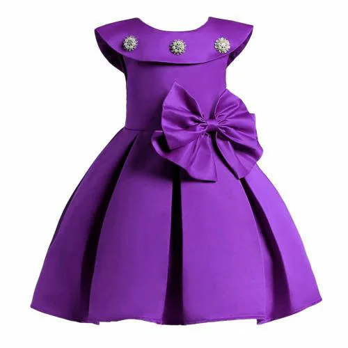 Wish Littlle Baby Girl Purple Satin Knee Length Dress - 12 Months-24 Months
