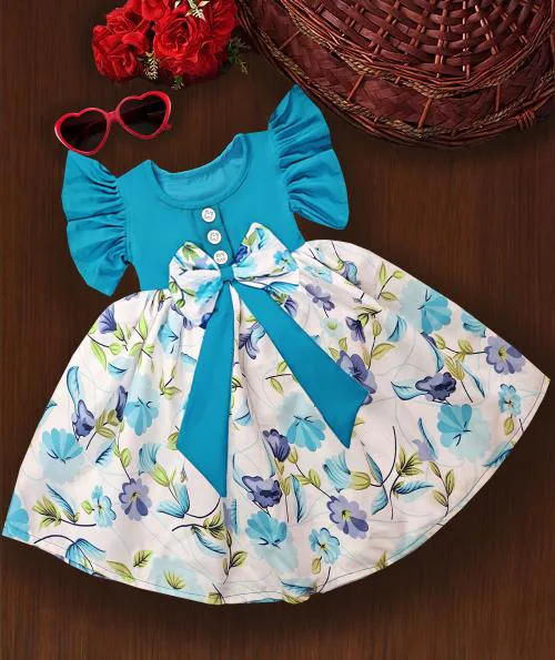 KAARIGARI Girls Blue Applique Georgette Single Dresses & Frocks | Dresses | Kids Wear | Girls Dress | Kids Dress | Frock | Frock Girls | Girls Frock | Dresses For Girls | Kids Girl Dress | Frock For Girls | Baby Girl Dresses | Dress For Girls