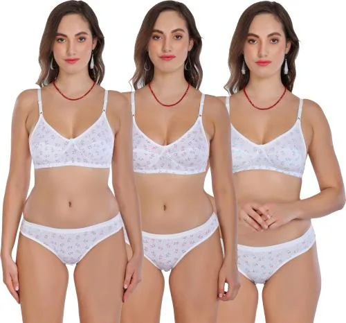 MADAM Bra & Panty Set for Women ll Ladies and Girls Lingerie Set (pack of 3)
