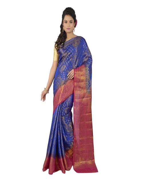 Naeusa Banarasee Art Silk Jaquard Royal Blue Saree With Unstiched Blouse RSC-22