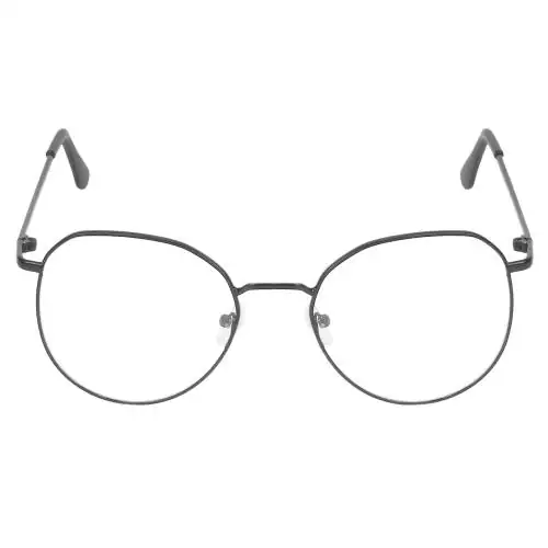 SIDEWOK Men's Stylish Metal Oval Spectacles Frames (Black, Free Size)