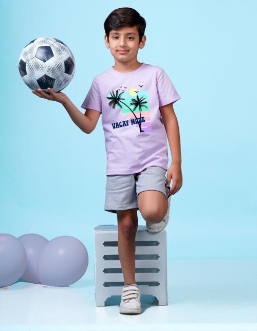 Nusyl Vacay mode Printed Lilac Colour T-shirts