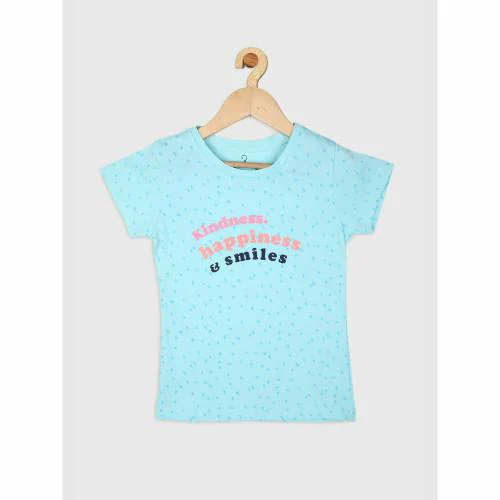 NINS MODA GIRLS ALL OVER DOT PRINTED TOP-SKY