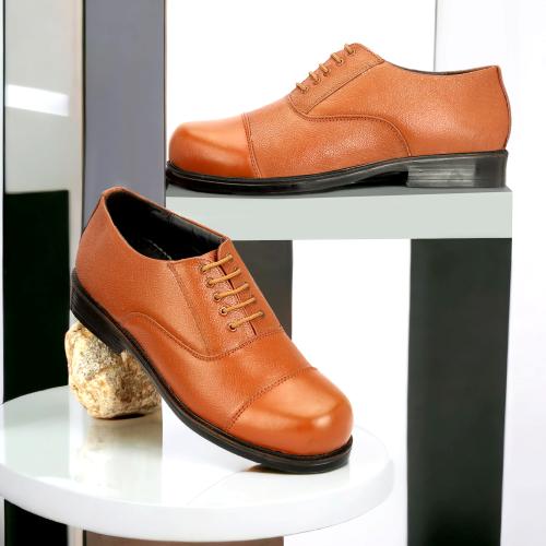 SVpanther Men's Tan Leather Stylish/Comfortable Lace-Ups Oxford police shoes