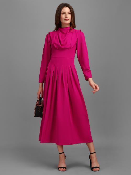 Purvaja Women Pink Color Empire Waist Western Dress