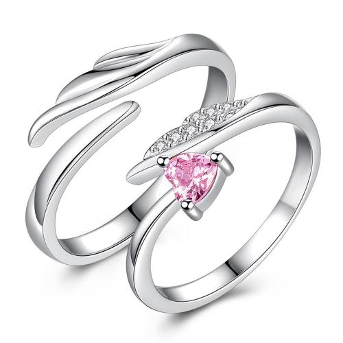 Fashion Frill Silver Ring For Women Heart Silver Adjustable Couple Ring For Women Girls Men