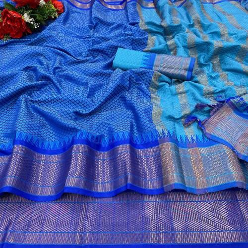 shubhkamna fashion Woven Cotton Silk, Jacquard Kanjivaram