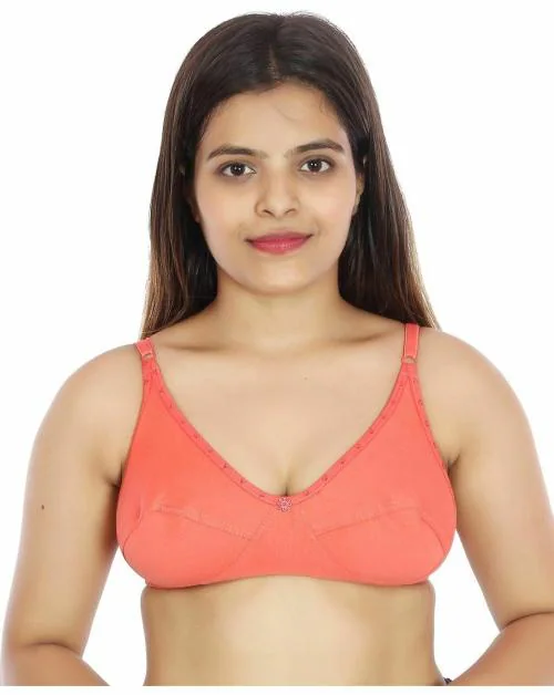 KARMUN Orange Cotton Blend Non Padded Full Coverage Bra - 30