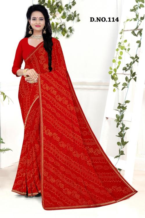 RADHA KRISHNA EXPORTS Women Printed (Bandhani), Lace Border Silk Saree without blouse