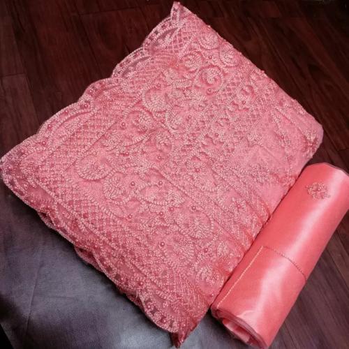 Noise Embellished Bollywood Net Saree (Orange)01