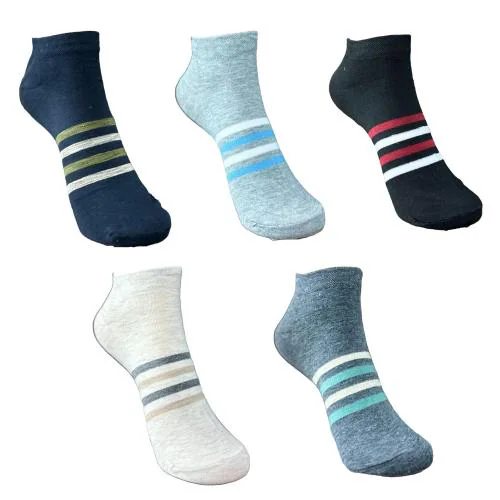Moze-trendy Socks Athletic Ankle Length Half Terry Cotton Bamboo Socks Men & Women, Solid Sports Cushion Sneaker Unisex Towel Socks Combo for Running, Cycling & Gym, Odour Free (Pack of 5)