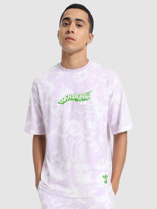 Official DC Comics merchandise X Bewakoof Men's Purple Graphic Print Round Neck Half Sleeve Oversized Fit T-Shirt