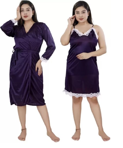 LOOK PLUS Women Ladies Sexy Honeyoon Wedding Night Dress Navi Sleepwear Pack of 2)Babydolls