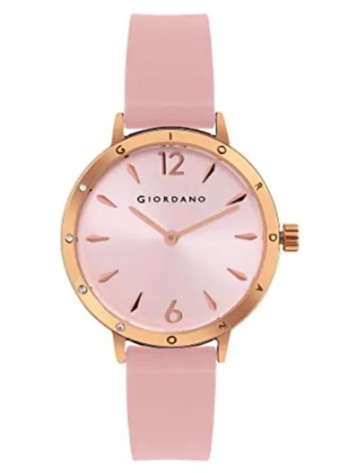 Giordano Analog Pink Dial Pink Strap Watch For Women