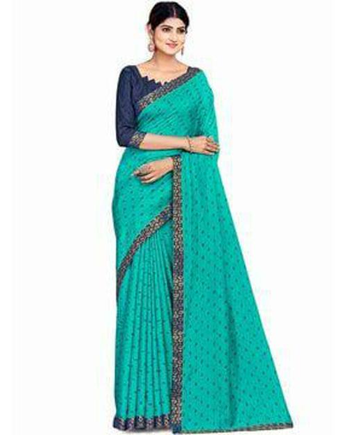 Rajshree Women Blue Silk Embellished Silk Saree