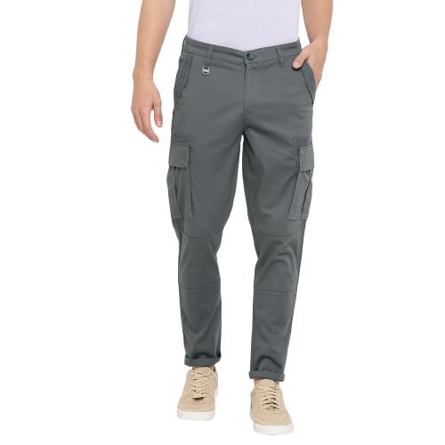 RED CHIEF Relax Fit Cotton Spandex Grey Solid Casual Trouser for Men