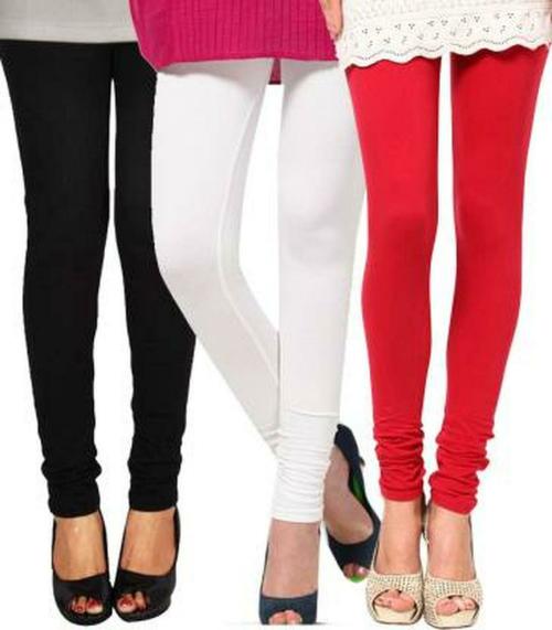 Famaya Women Multicolor Solid Cotton Lycra Blend Legging - L (Pack Of 3)