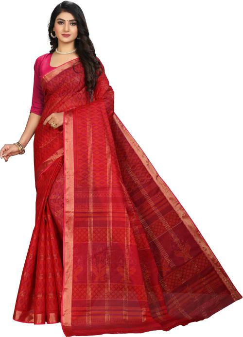 Ratan Women Red Woven Pure Cotton Patola Saree