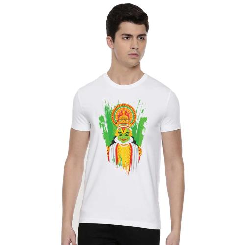 BRATMA Men White Happy Onam Photo Printed Cotton Tees (Xl)