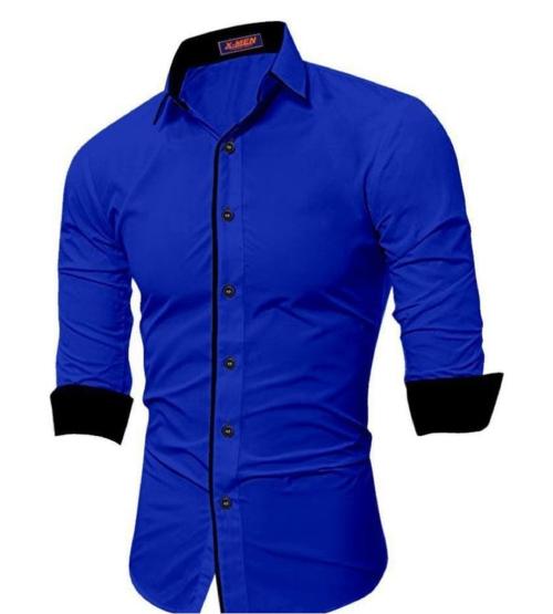 THE TAJKLA Men's Regular Solid Casual Men's Shirt Regular Fit Formal Shirt | Men Stylish Shirt |Men Full Sleeve Shirt ( Blue )