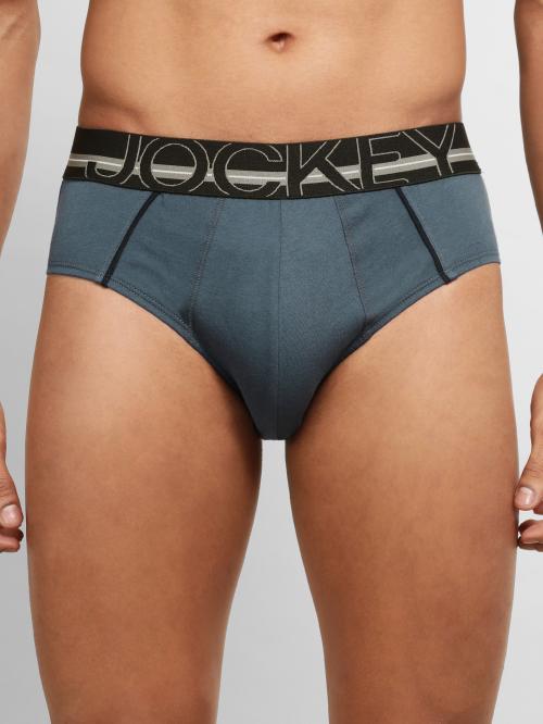 Jockey US14 Men's Graphite Solid Cotton Briefs