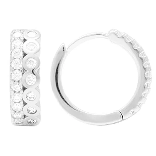 Giva Sterling Silver Zircon Sparkling Hoop Earrings For Women