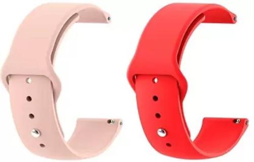 SACRITI 22 mm Soft Silicon Smartwatch Band Straps Belt Suitable for Boys & Girls Wrist Smart Watch Strap Pack of 2 (Red , Pink)