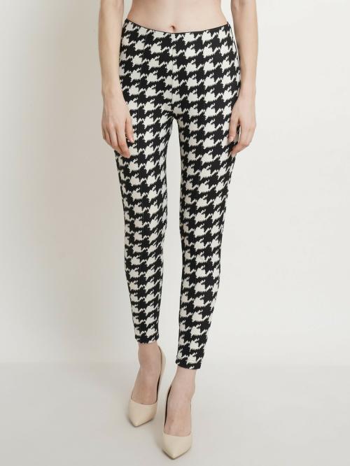 Popwings Women Black & White Printed Solid Mid Rise Body Fitted Jeggings | Women Regular Jeggings | Women Casual Jeggings