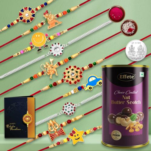 Buy Deodap Rakhi With Chocolate, Roli Chawal, Pair Of Pooja Coin And