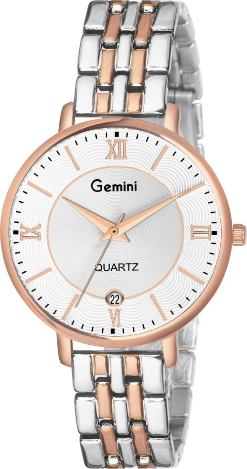 Gemini Analog Silver Dial Silver Strap Watch For Women