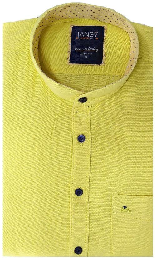 TANGY Mens Light Yellow Casual Shirt, XL