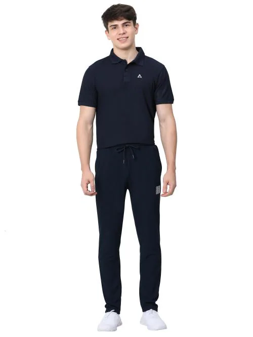 CLANS & HANS Men's Polyester Regular fit Trackpants with Zippers Pockets_Navy_L