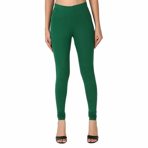 Buy Co Colors Women Bottle Green Cotton Churidar Leggings Online at